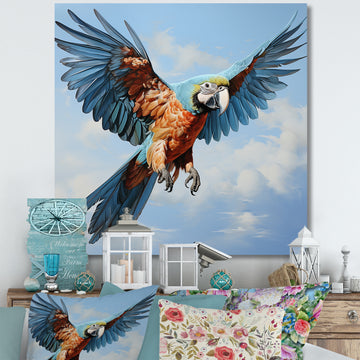 Parrots Harmony In Flight Elegance - Blue Parrot Wall Art